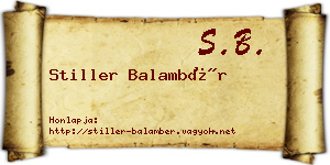 Stiller Balambér névjegykártya